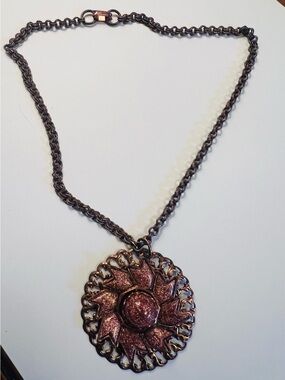 Vintage-Inspired Brown Sunflower Pendant Necklace - Women Jewelry